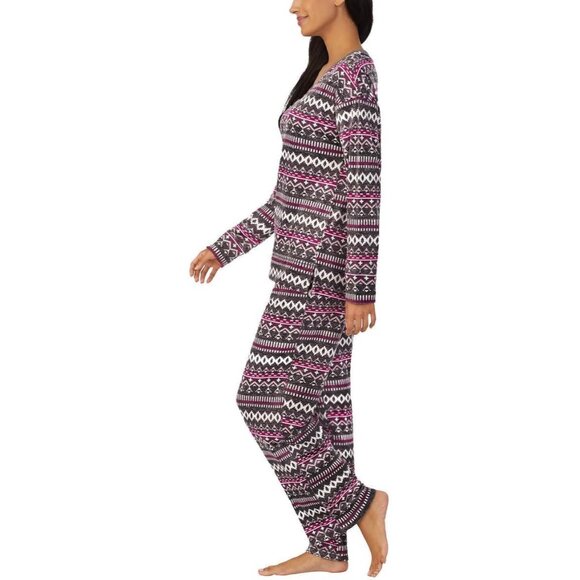 Nautica Womens 2 Piece Fleece Fairisle Pajama Sleepwear Set Gray Size X-Large - Picture 3 of 6